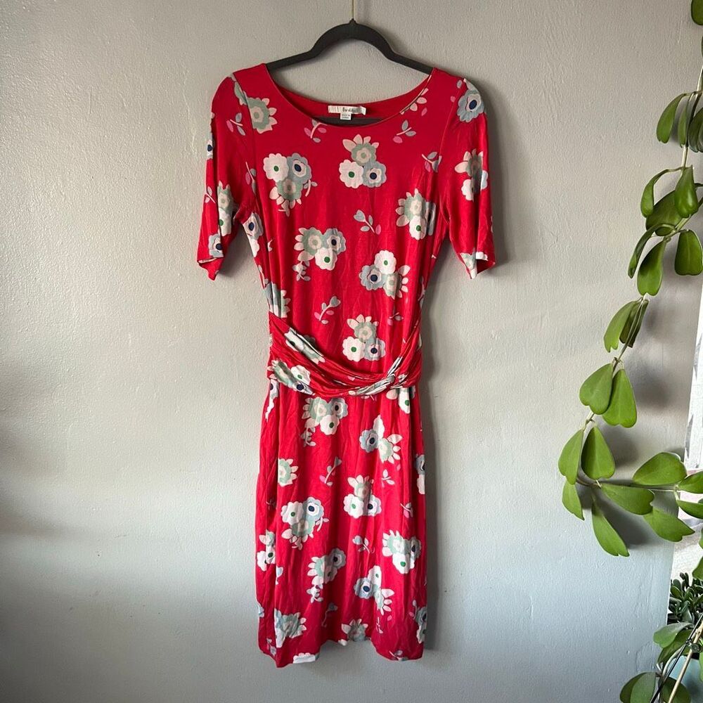 Boden floral front gathered midi short sleeves open